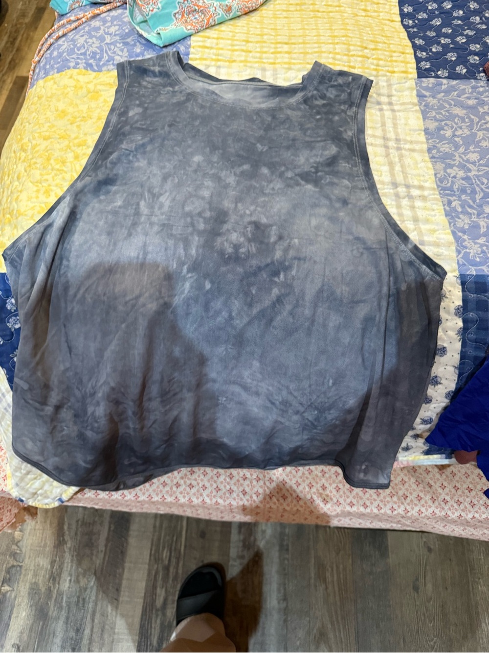 Cabana Life Women's Washed Charcoal Tie-Dye Tank Top